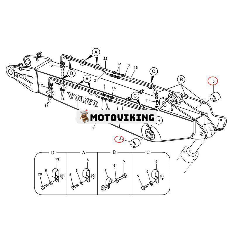 Bom Dipper Arm Busing VOE14550167 för Volvo Grävmaskin EC290B EC290C EC300D EC360CHR EC380DHR ECR305C