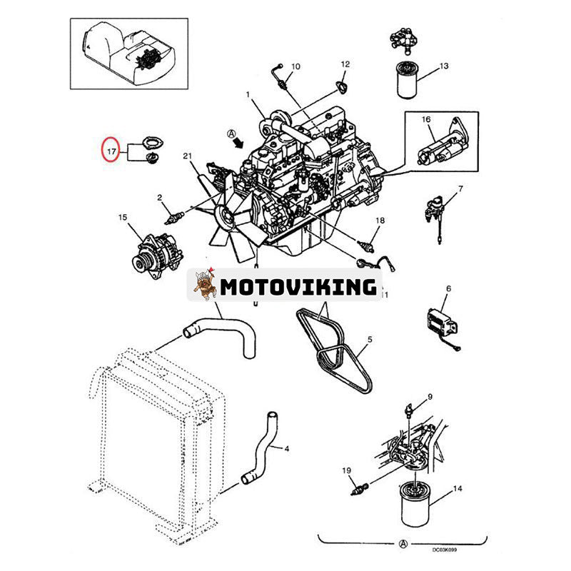 Termostat VAME995106 för Mitsubishi Engine 6D31 6D34 New Holland E160 E215 E235SR E235SRLC EH160 EH215