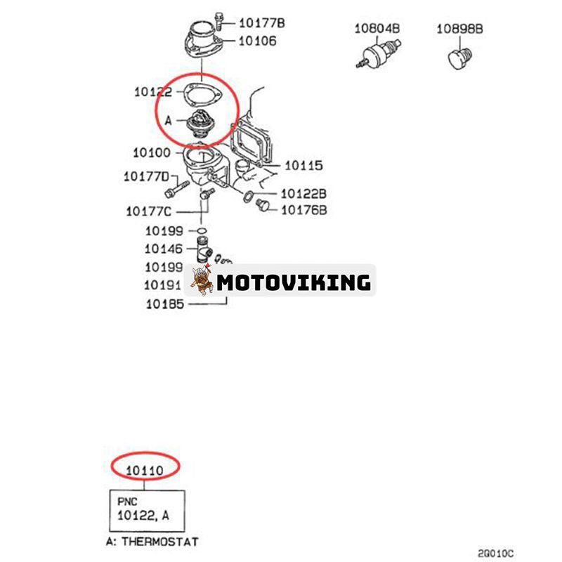 Termostat VAME995106 för Mitsubishi Engine 6D31 6D34 Kobelco SK160LC SK200 SK210LC SK235SR SK250LC