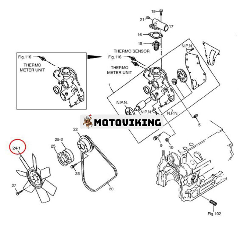 Kylfläkt 894450-7260 för Komatsu Doosan Daewoo grävmaskin SOLAR 035 030PLUS