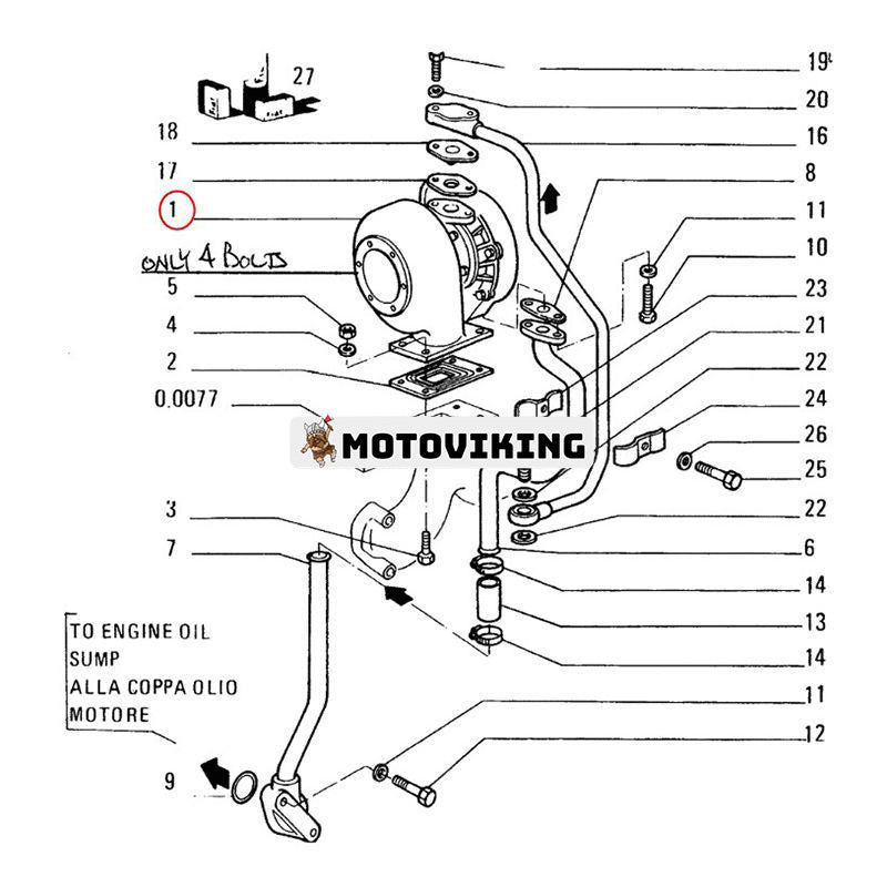 Turbo K27 Turboladdare 4813602 för Fiat Iveco Engine 8365.25 New Holland FD14E FL14E 3790