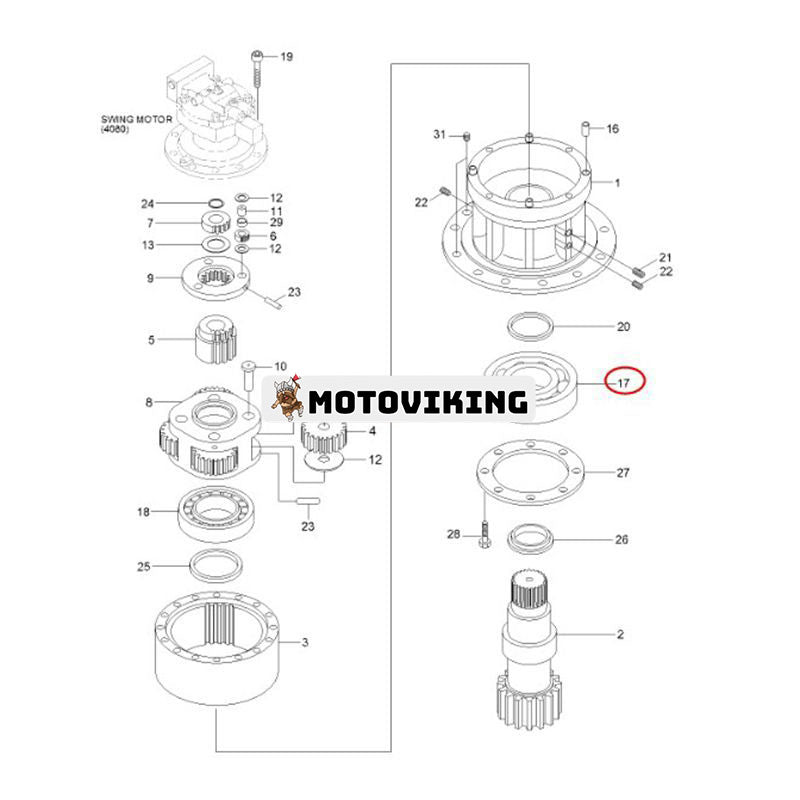 Rulllager XKAQ-00090 för Hyundai Grävmaskin R110-7 R140LC-7 RD110-7