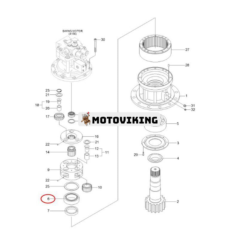 Rulllager XKAQ-00089 för Hyundai grävmaskin HX140L R110-7 R140LC-7 R140W-9 R145CR-9 RD110-7