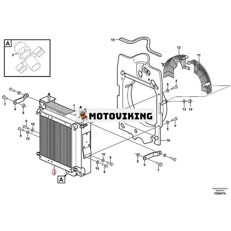 Hydraulisk oljekylare VOE11890332 för Volvo grävlastare BL60 BL70 BL71