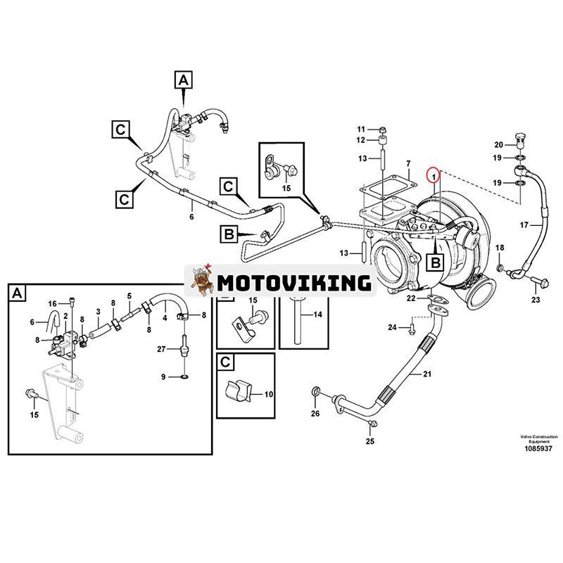 Turboladdare VOE17352322 för Volvo Engine D16 Grävmaskin EC900 EC950E