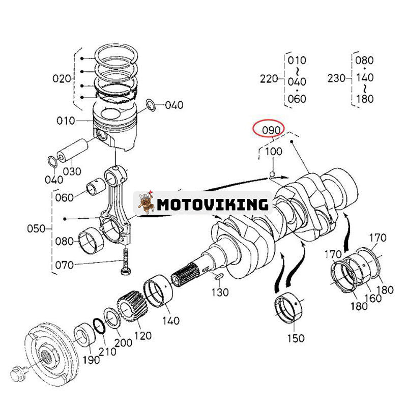 Vevaxel 16805-23012 för Kubota Engine D782 Grävmaskin KX016 U15 Traktor G2160 G21HD GR2110 GR2120AU GR2100