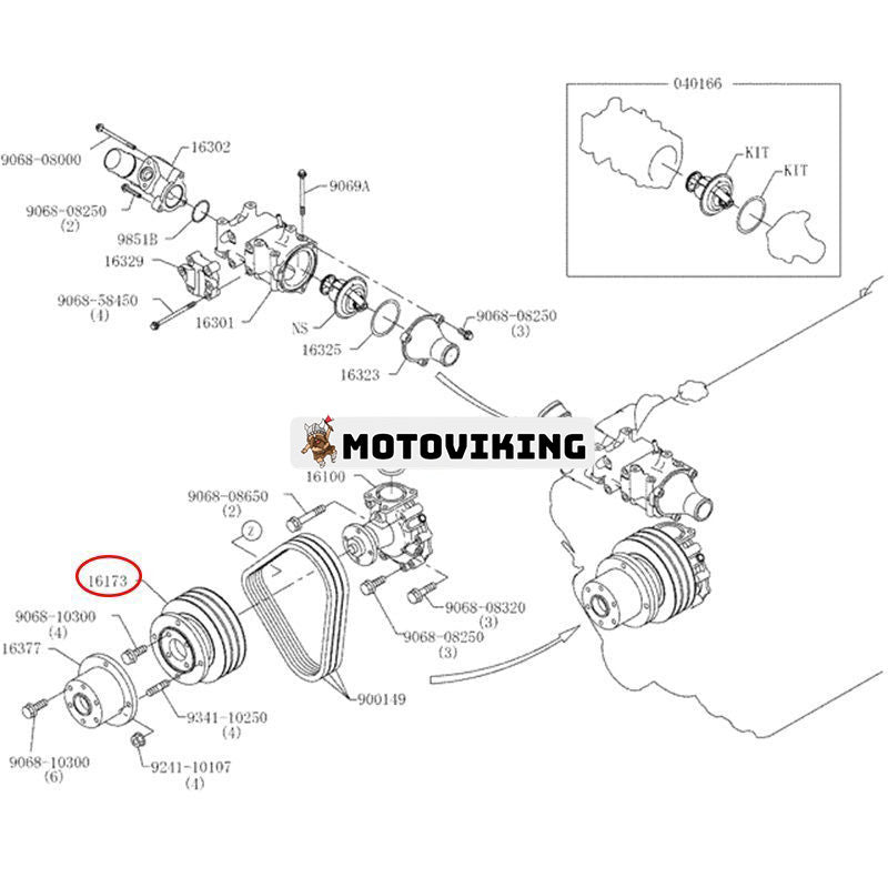 Vevaxelremskiva 134715511A för Hino Engine J08E-UV New Holland Grävmaskin E385B-C