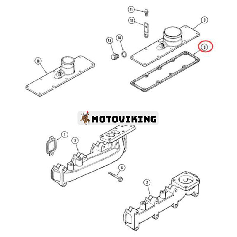 Grenrörspackning J914028 för CASE Engine 4390 Traktor 8820 8830 8840 6000 6500 5120 5220 650 550 550E 450C 455C