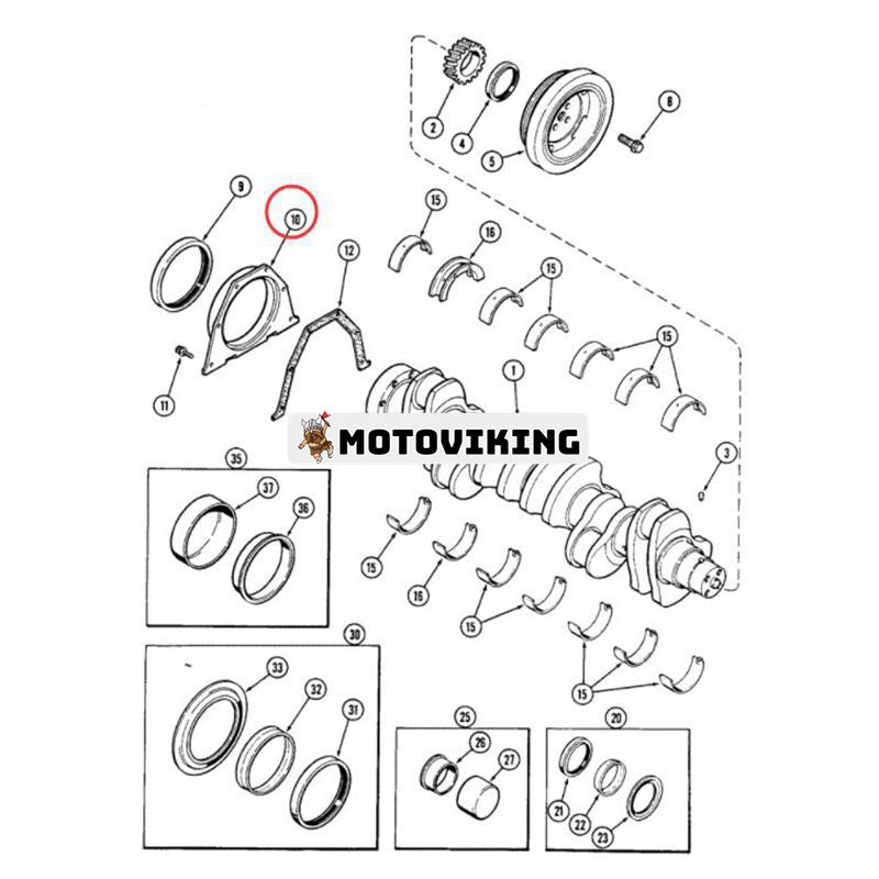 Vevaxel bakre kåpa säte J921043 för CASE Engine 4390 6591T Grävmaskin 9010 9020 9030 1088 888 1085B 1086B