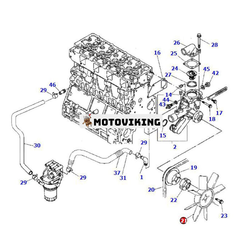 Fläkt YM123900-44731 för Komatsu grävmaskin PC110R-1 PC95R-2 PW110R-1 PW95R-2 Grävmaskin WB140-2 WB150-2N WB91R-2 WB93R-2