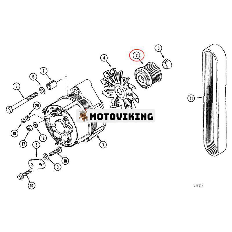 Remskiva J908560 84538542 för CASE Engine 4390 6590 Traktor 1896 5120 5140 5220 5240 9130 MX100 MX120 MX150 MX170