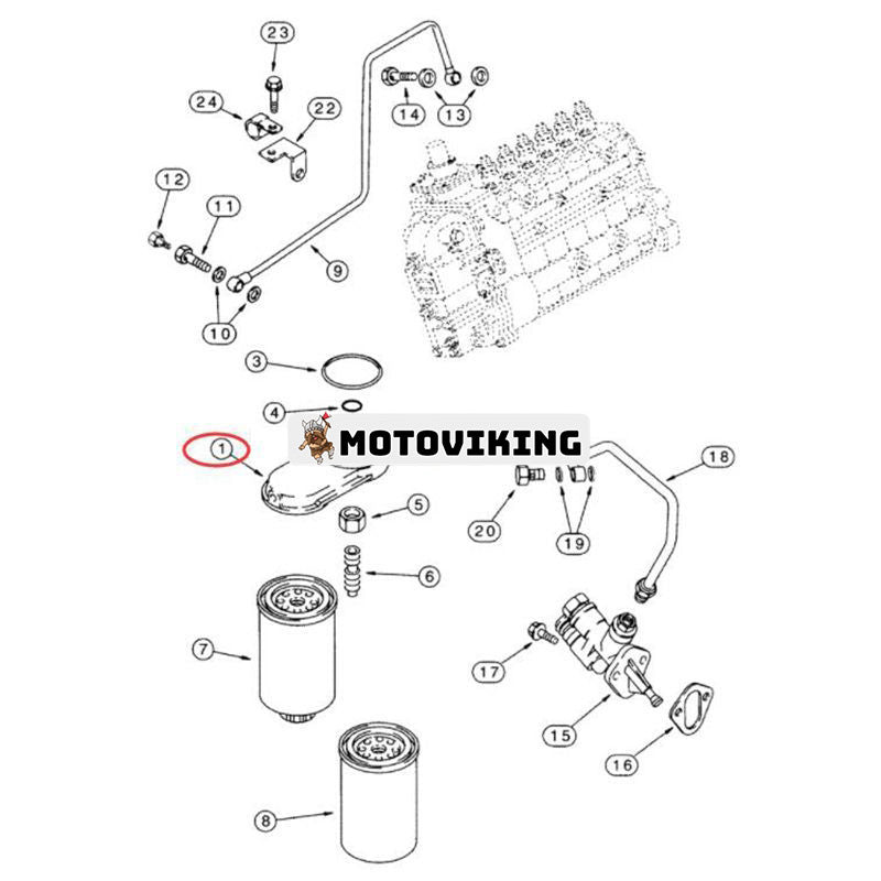 Bränslefilterhuvud J897331 för CASE Engine 6831T Traktor 9310 9330 7220 7240 8910 8940 MX180 MX200 MX220 1150G 850G