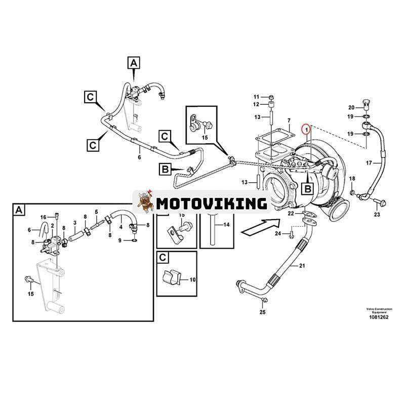 Turboladdare VOE17458181 för Volvo Grävmaskin EC750 EC750B Hjullastare L350H