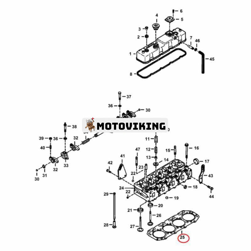 Topplockspackning 6655861 för Bobcat kompaktlastare 843 853 1213