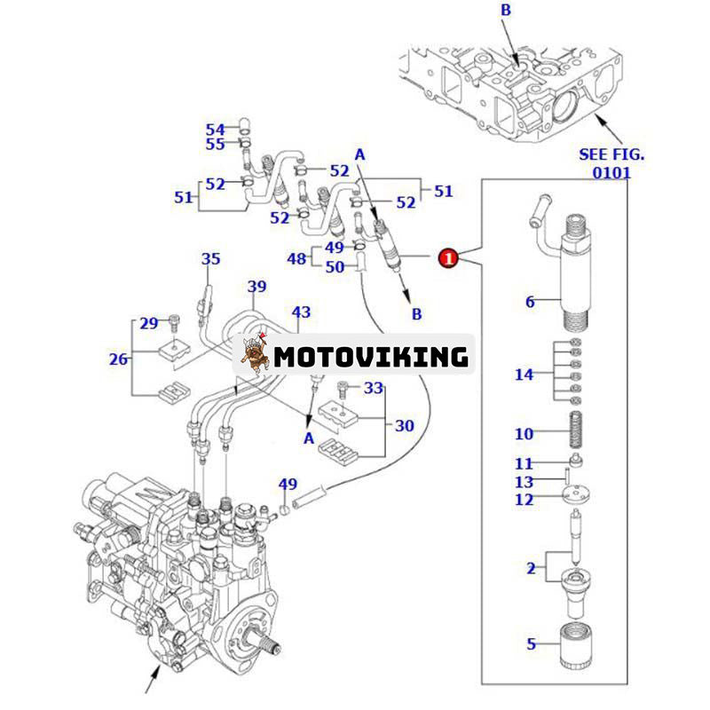 3 bränsleinsprutare YM729245-53100 för Komatsu Engine 3D88E-5 S3D84E-5 S3D84-5 Grävmaskin PC35R-8 PC35MR-2