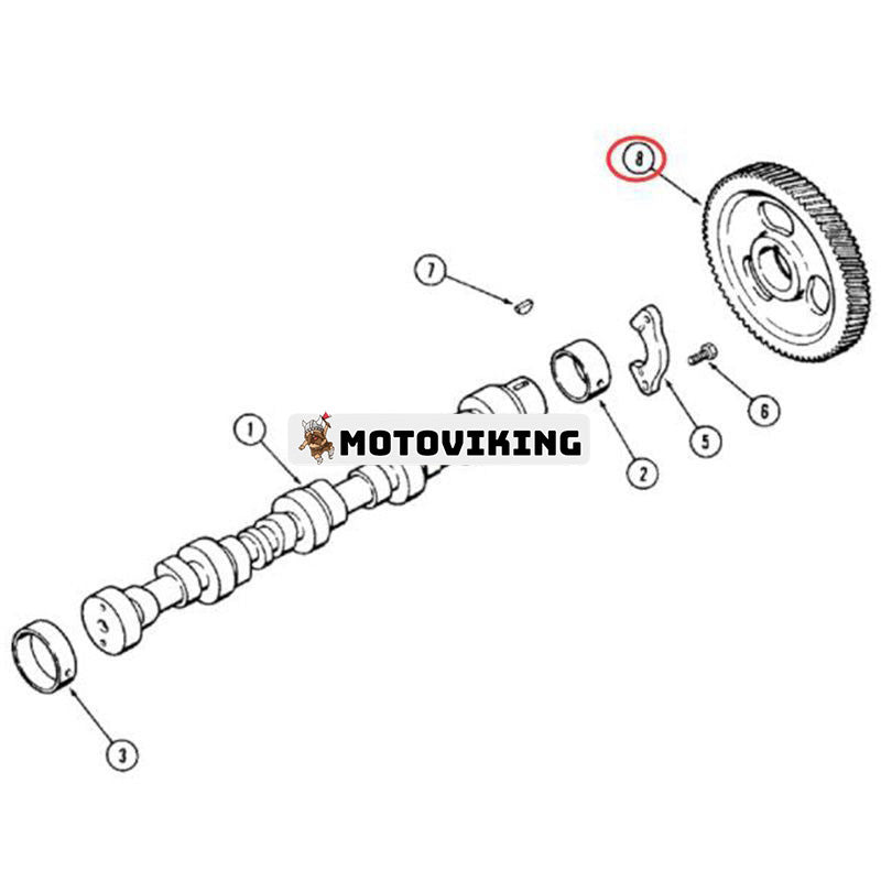 Kamaxel Kugghjul J929028 för CASE Engine 4931 RP65 Minilastare 1840 1845C 40XT 60XT 70XT 90XT 95XT Grävmaskin 9010B 9020B