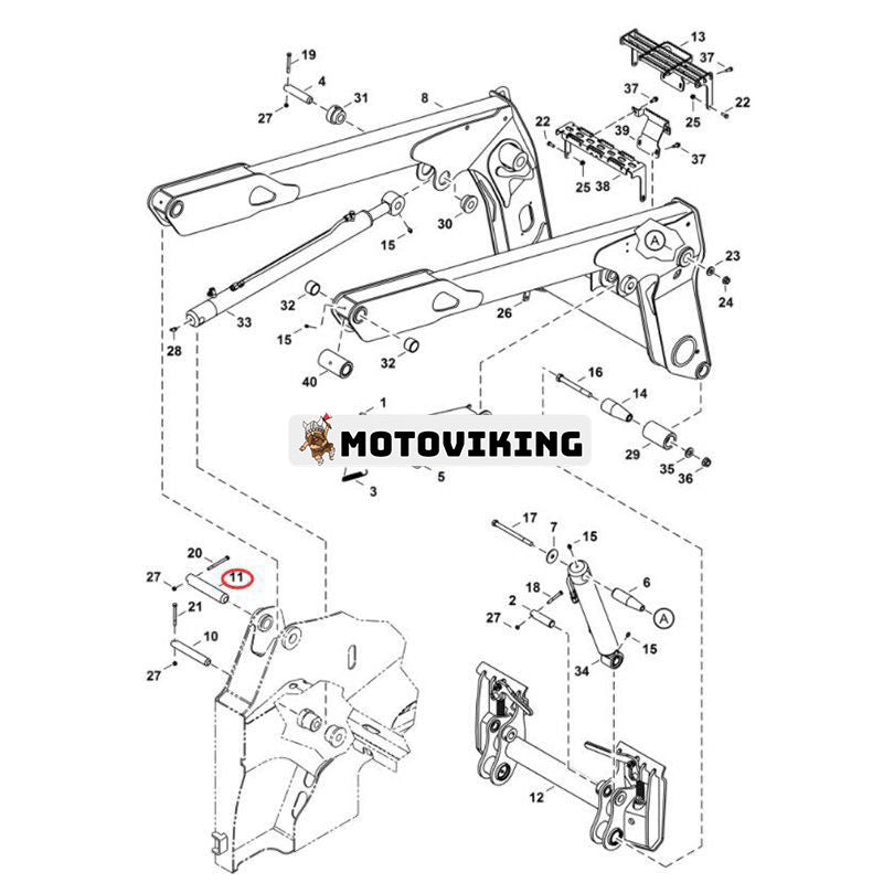 Pivotpin 7147804 för Bobcat minilastare S630 S650 S740 S750 S770 S850 A770 T630 T650 T740