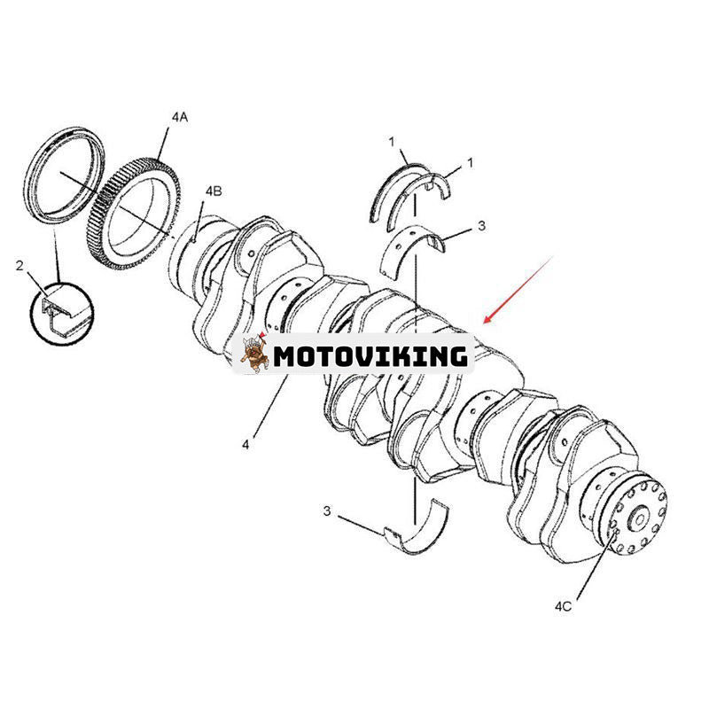 Vevaxel 189-4918 för Caterpillar CAT Engine C18 Grävmaskin 385C 390D Traktor 631E 631G 633E II 637E 637G 657E 657G