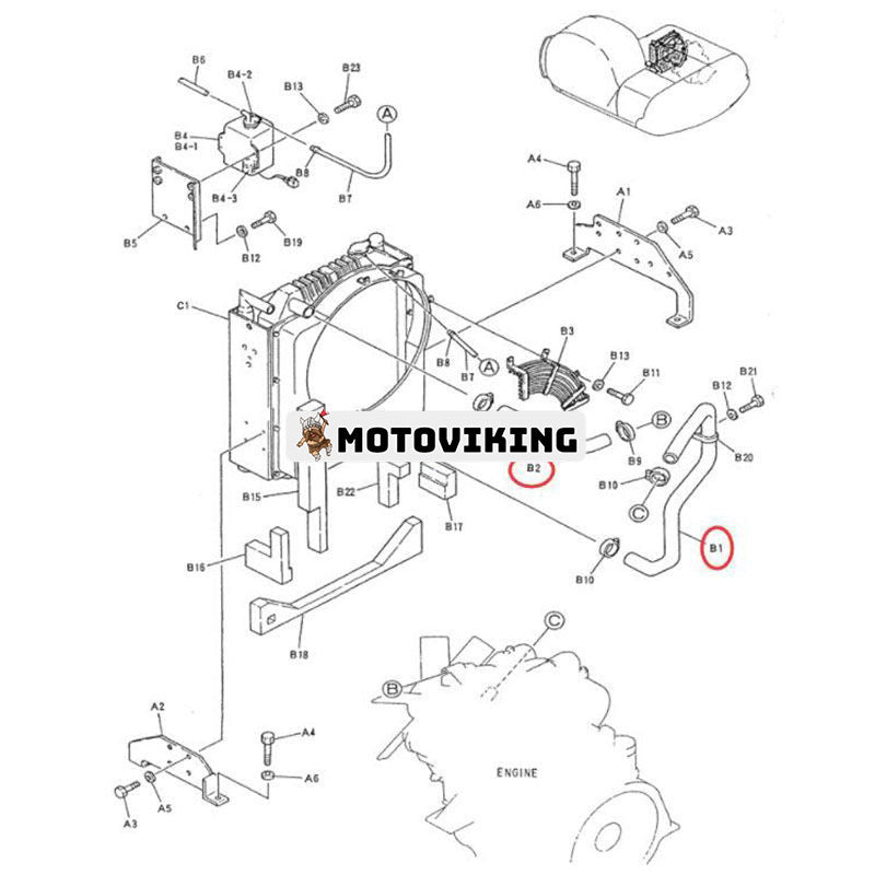 Övre och undre vattenslang YW05P01027P1 YW05P01026P1 för Kobelco grävmaskin SK100-3 SK100-5 SK100-6 SK120 SK120LC