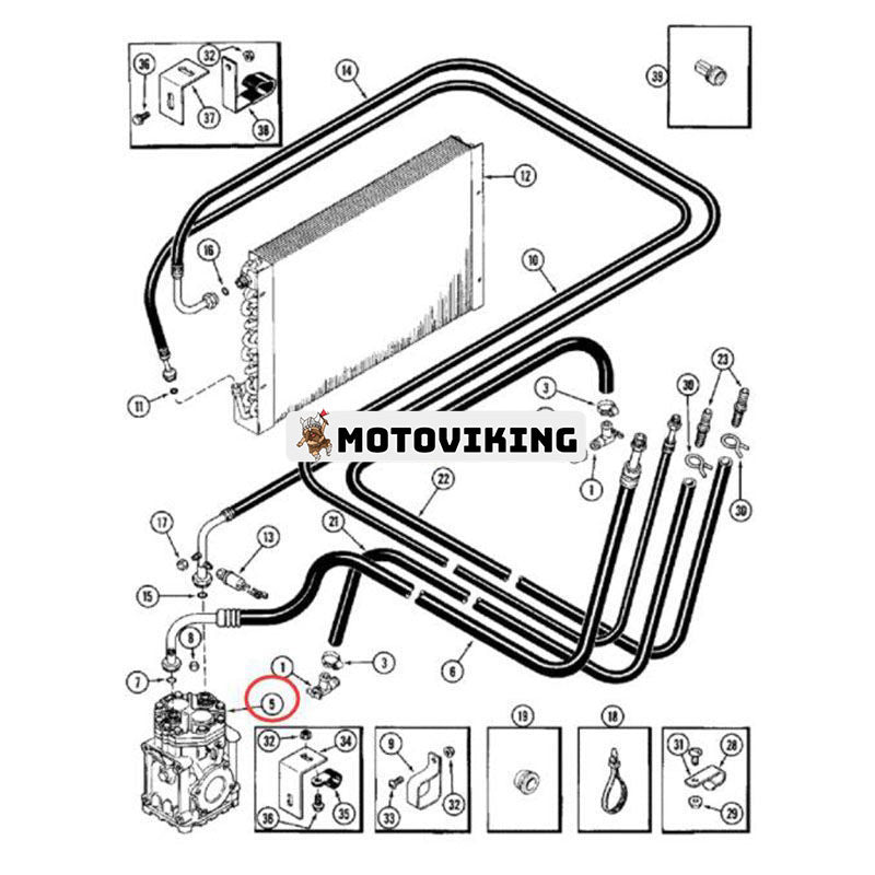 A/C-kompressor 1255750C91 för CASE-traktor 6388 6588 6788 3088 3288 3488 3688 3688HC 5088 5288 5488 7288 7488