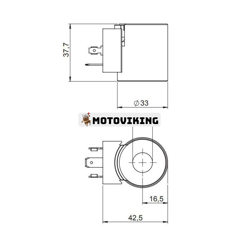 12V magnetspole 094001000 för luftkompressor Hålstorlek 13 mm Höjd 37,7 mm