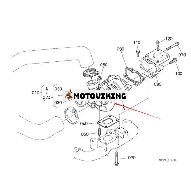 Turbo TD04HL Turboladdare 1G574-17010 för Kubota Engine D3502 V3800 A47GT