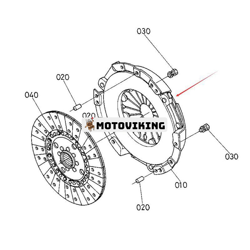 Kopplingstryckplatta TA040-20600 för Kubota L3600DT L3830F L3940DT-3 L4060DT L4310F L48 L5040GST-3 MX4700F MX5100F