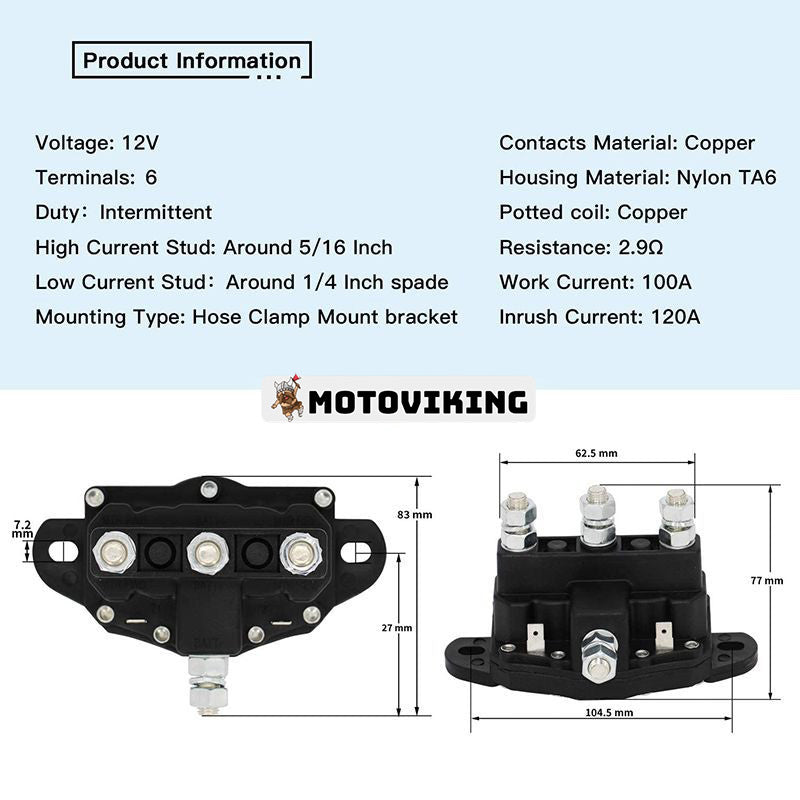 Vinschmotor reverserande magnetomkopplare Intermittent Duty 214-1211A11 för Trombetta Cole Hersee J & N 12V 6 terminaler