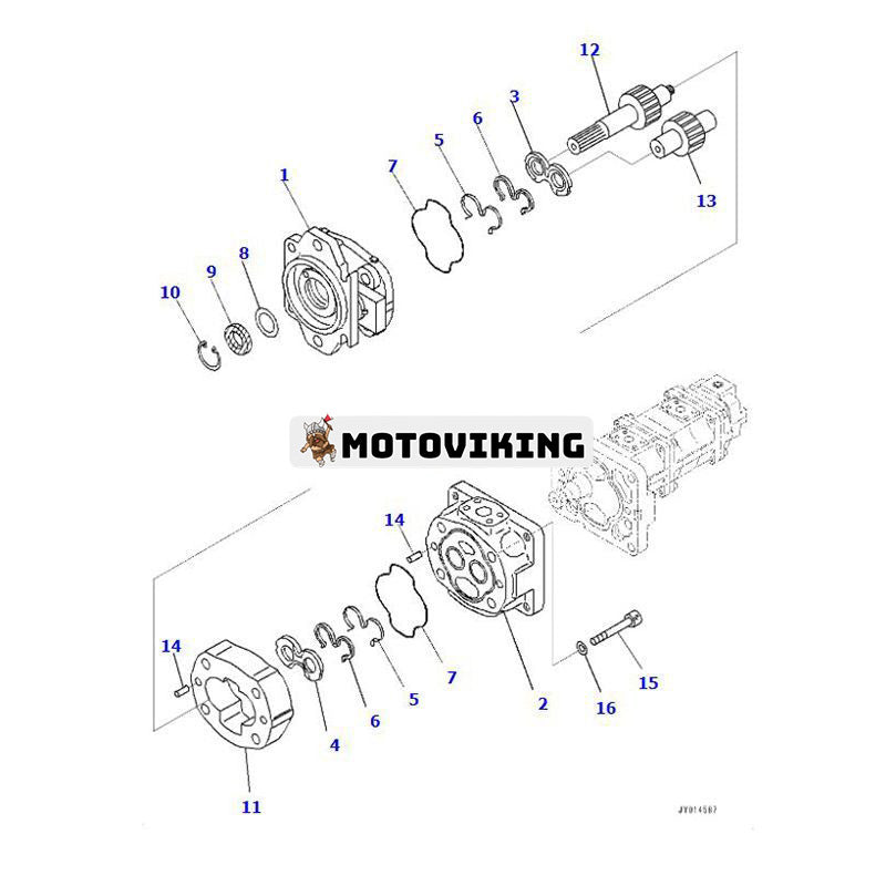 Hydraulisk pumpenhet 705-56-36090 för Komatsu hjullastare WA200-6 WA200PZ-6