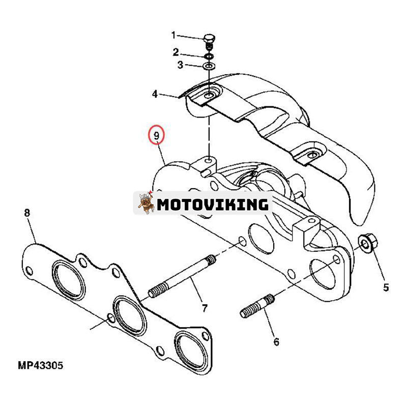 OEM avgasgrenrör MIU12640 för Yanmar Engine 3TNV70 John Deere 4X4 XUV590i XUV825E XUV825M S4 XUV835E