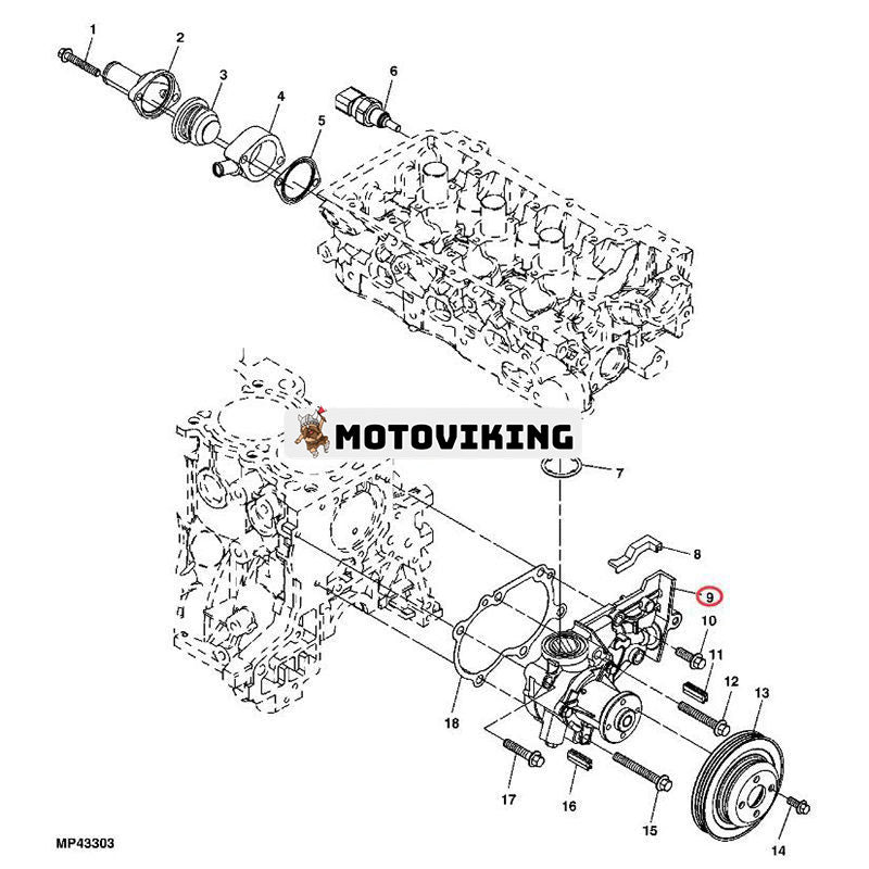 OEM vattenpump MIA11730 för Yanmar Engine 3TNV70 John Deere Gator Utility Vehicle UV72 XUV XUV590E XUV825M S4 XUV835R