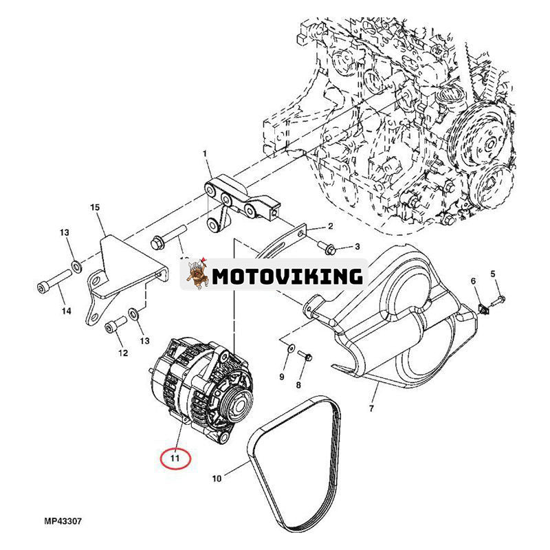 OEM 12V Generator MIA12557 MIA11733 för Yanmar Engine 3TNV70 John Deere Gator Utility Vehicle XUV UV72 4X4 XUV825i