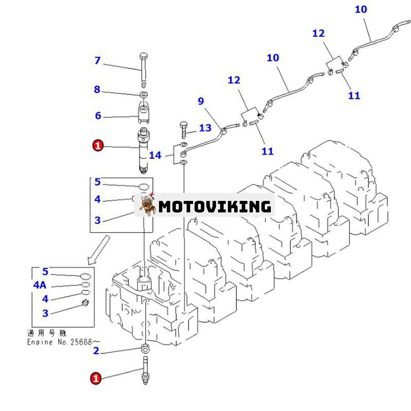 Munstyckshållare 6212-11-3101 för Komatsu Engine SA6D140-1