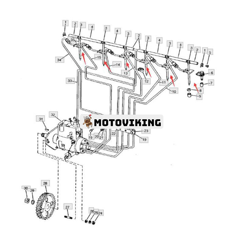 6 delar bränsleinsprutare AR68364 för John Deere Engine 6414 Traktor 2140 2155 2250 2555 2650 2750 2755 2850 2855 3255 4050