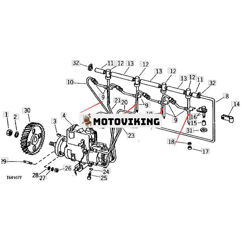 4 delar bränsleinsprutare AR68364 för John Deere Engine 4276 Traktor 2140 2155 2250 2555 2650 2750 2755 2850 2855 3255 4050