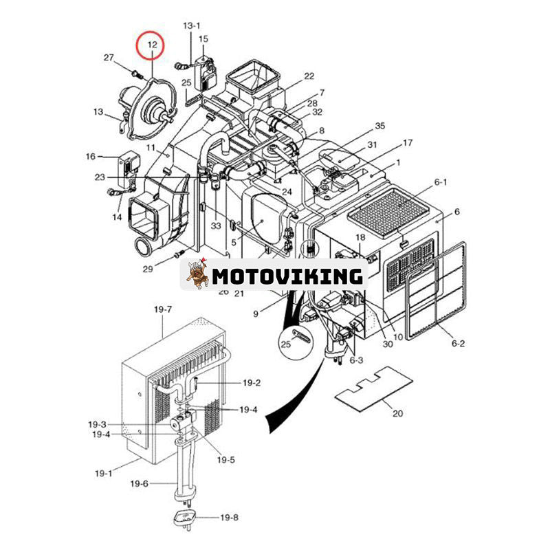 Fläktfläktmotor 11N6-90700 för CASE hjullastare 1221E 1221F