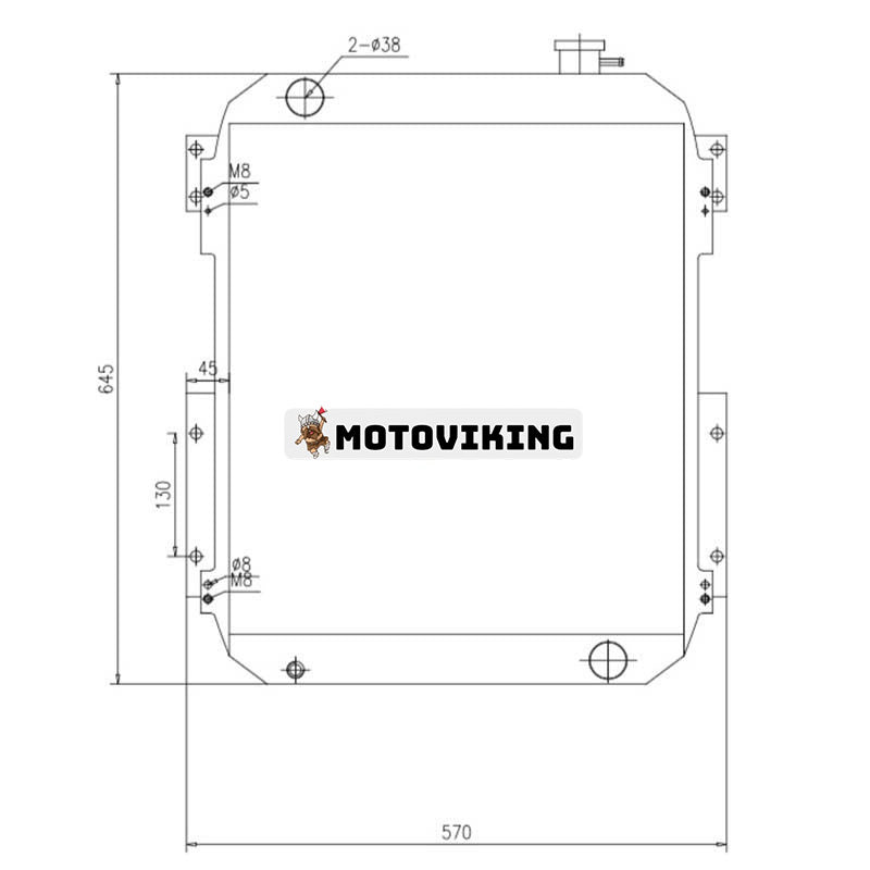 Vattentanks kylarkärna 2452U424R100 för Kobelco grävmaskin SK60 SK60-3