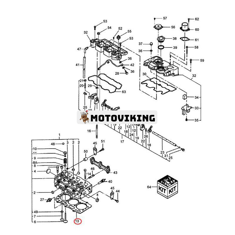 Topplockspackning SBA111147570 för New Holland traktor T1010 T1030 T1110 TC23DA TC24D TC26DA TZ18DA TZ22DA