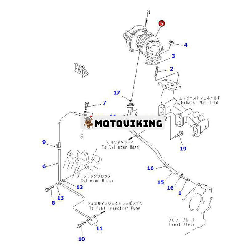 Turbo RHB31 Turboladdare YM129137-18010 för Komatsu Engine S3D84E-3 S3D84-2