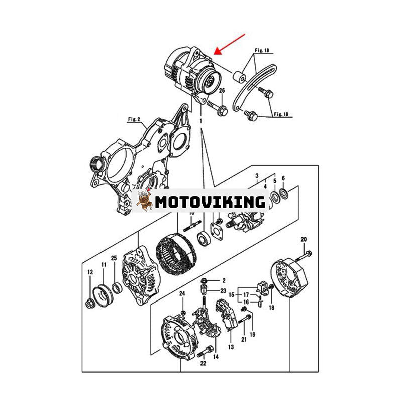 12V Generator 119751-77200 för Yanmar Engine 3TNM74F 4TNV88