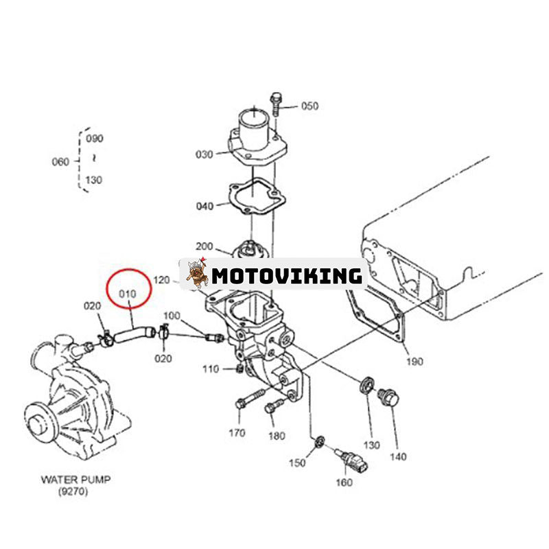 Vattenreturrör 1C010-73352 för Hyundai minilastare HSL850-7