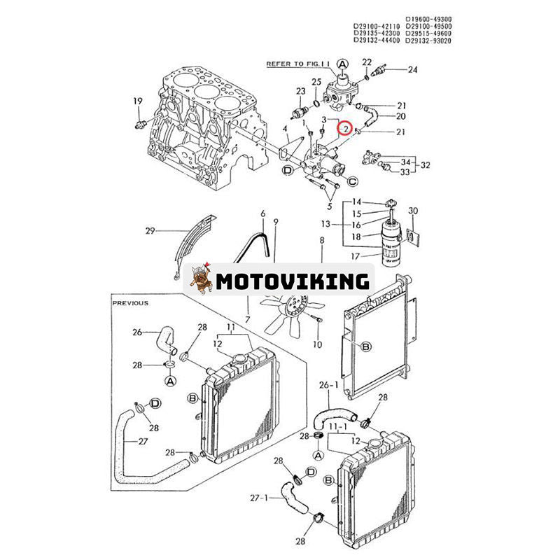 Vattenpump VV12910042001 för Kobelco grävmaskin SK024