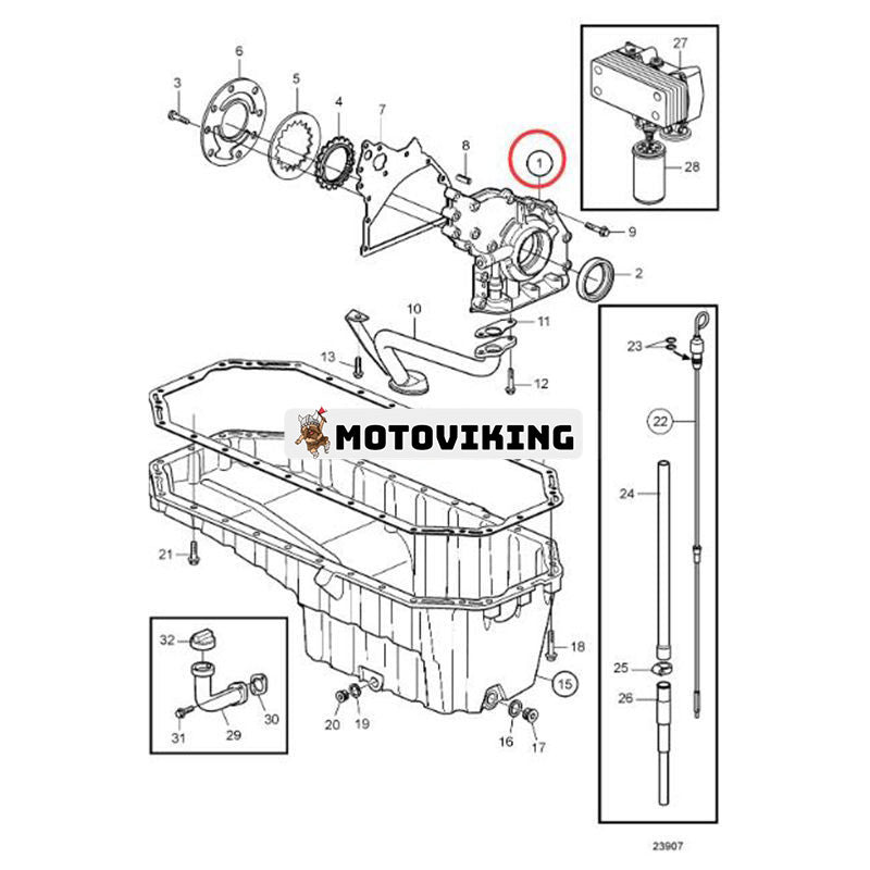 Oljepump 20574451 för Volvo Penta Engine TAD650VE TAD660VE TD420VE TAD420VE TAD620VE