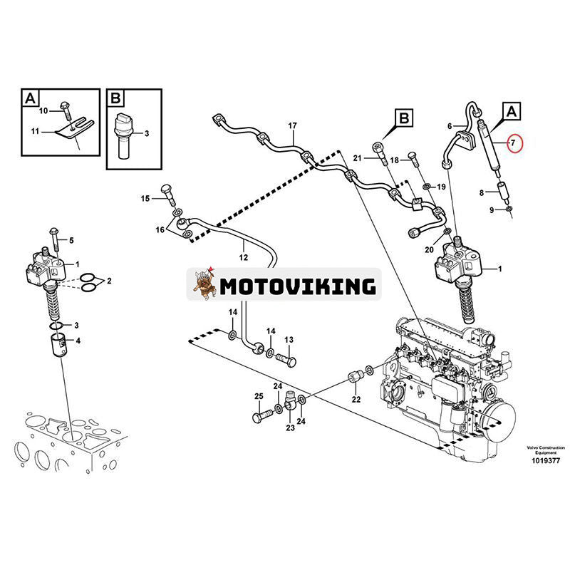 Bränsleinsprutare VOE20460099 VOE20549383 för Volvo Engine D6D Grävmaskin EC160B EC180B EC210B EW145B EW160B EW180B EW200B