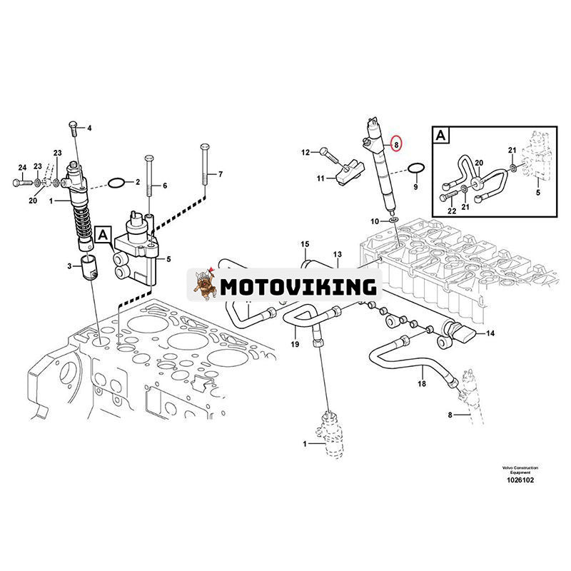 6 delar bränsleinsprutare VOE20798114 för Volvo Engine D5E D6D D7D D7E TAD750VE Grävmaskin EC200D EC210D EC240C EC250D EC290C EC300D