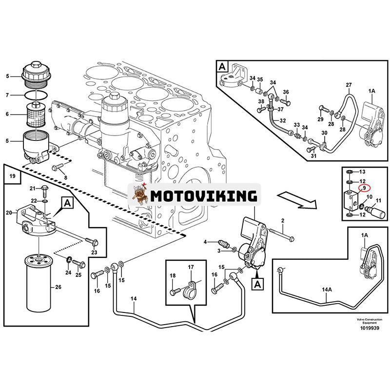 Matarpump VOE20450901 för Volvo Penta Engine TD520VE TD720VE TD420VE Grävmaskin EC140B EC160B EC180B EC210B EW145B