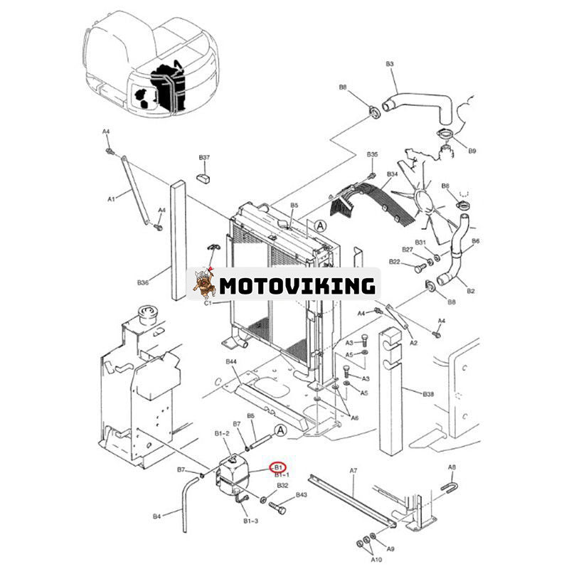 Vattentankenhet YN05P01041F1 för New Holland grävmaskin E235SRLC E215 E215B E160 E175B EH160 EH215 E235SR