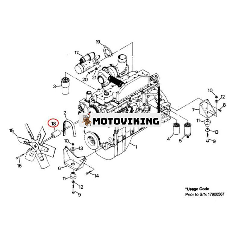 Fläktpilotmellanlägg J910130 för CASE Hjullastare W36 Traktor 9130 9110