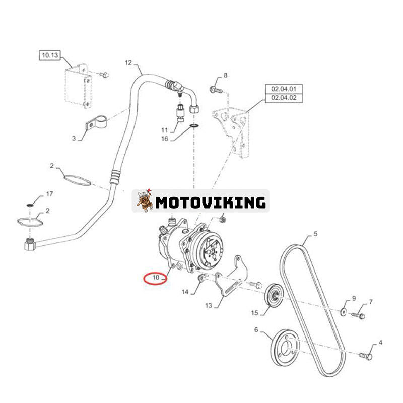 12V SD5H11 A/C-kompressor 87362509 för New Holland Tractor T2420 TC45DA T2310 TC40DA T2320 BOOMER 3040