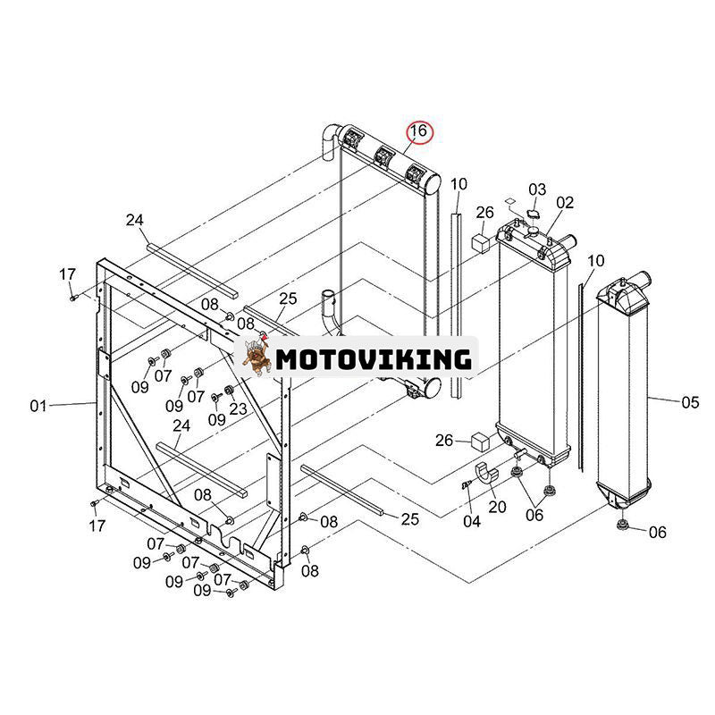 Kylare XB00001938 för Hitachi grävmaskin ZX200-5G ZX200LC-5G ZX210H-5G ZX210K-5G ZX210LCH-5G ZX210LCK-5G